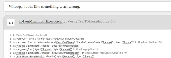 在Laravel框架中使用VerifyCsrfToken时出现报错如何解决