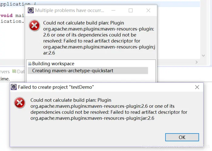 Eclipse创建maven项目报错Could not calculate build plan:Plugin org.apache.maven.plugins