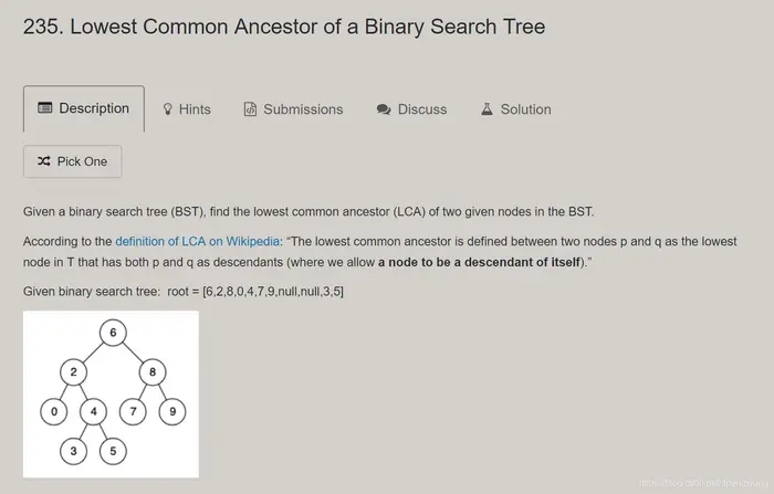 【Leetcode】235. Lowest Common Ancestor of a Binary Search Tree 解题报告
