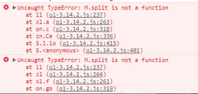 openlayers3 报错 Uncaught TypeError: M.split is not a function