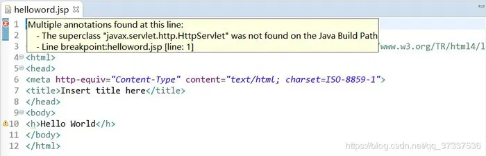 jsp文件出现The superclass "javax.servlet.http.HttpServlet" was not found on the Java Build Path问题