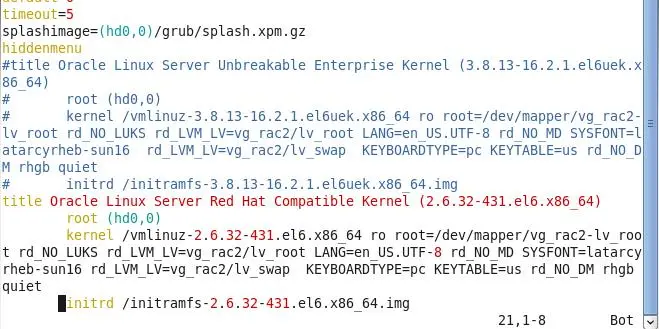 ORACLE LINUX 6.5 安装重启后Kernel panic - not syncing : Fatal exception