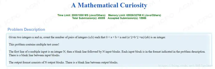 HDU1017 A Mathematical Curiosity