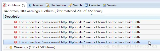 The superclass "javax.servlet.http.HttpServlet" was not found on the Java Build Path