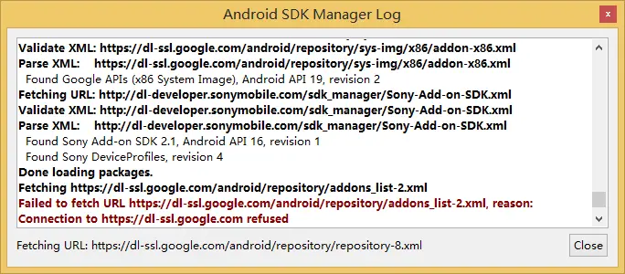关于“Android SDK manager中不出现完整Android版本安装包列表”的动态解决方法