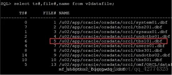 oracle 表空间的数据文件丢失或损坏的恢复