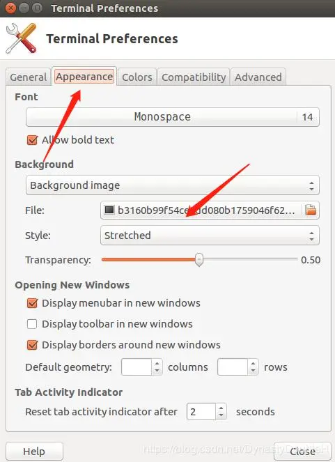 修改ubuntu16.04虚拟机terminal背景的方法，可自定义图片