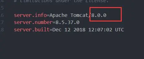 The Apache Tomcat installation at this directory is version 8.5.50. A Tomcat 8.0 installation is ex