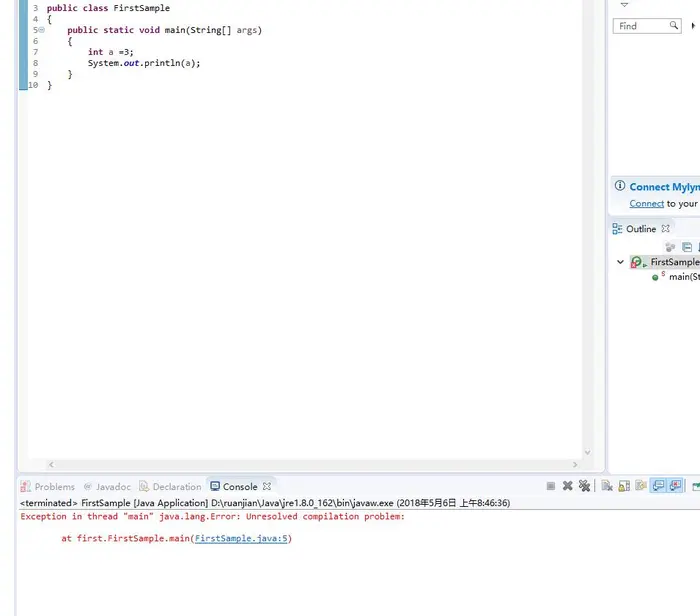 java eclipse 遇到错误Exception in thread main java.lang.Error Unresolved compilation problem