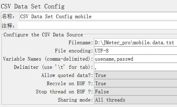 JMeter 参数化之利用CSV Data Set Config从文件读取参数并关联变量