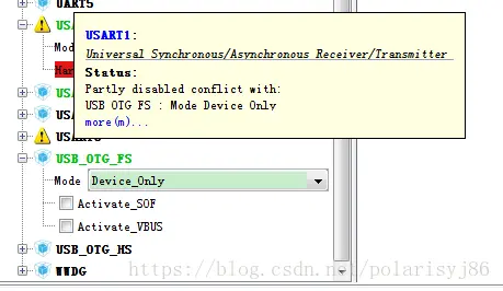 关于STM32CubeMX的Pinout配置时USART1与USB_OTG_FS引脚冲突解决方法