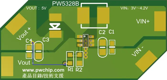 B628芯片电路图，B628升压IC的PCB布局