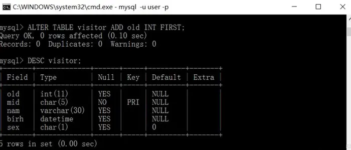 MySQL数据库表的管理（修改表，复制，新增、修改列，删除表列）