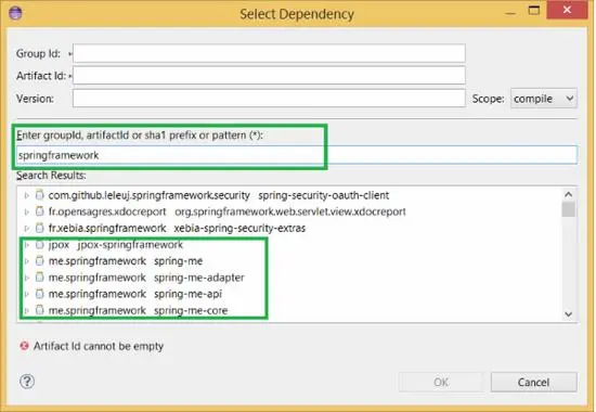 Maven Dependency Search Not Working in Eclipse