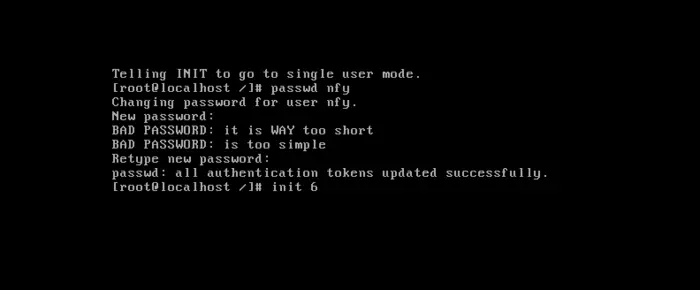 VMware虚拟机中linux系统CentOS中用户登录输入密码后显示鉴定故障的解决办法,忘记用户密码的解决方案