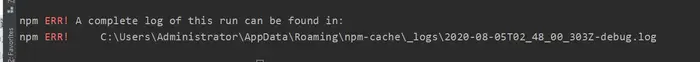 npm ERR! A complete log of this run can be found in: npm ERR! C:\Users\Adminstrtor\AppData\Roaming