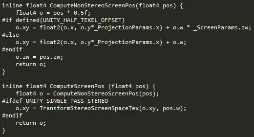 Unity Shader中的ComputeScreenPos函数