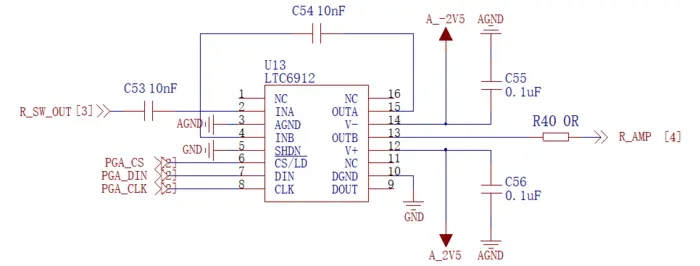 LTC6912程控放大器电路编程使用，PGA可编程增益放大器，运放芯片测试。泰克示波器截屏软件下载