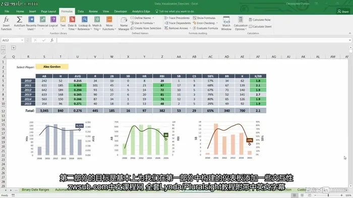 Excel Data Visualization Part 2: Designing Custom Visualizations Excel数据可视化第2部分：设计自定义可视化 Lynda课程中 文