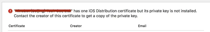 iOS上传时遇到的has one iOS Distribution certificate but its private key is not installed提示