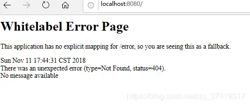 maven搭建Springboot部署完毕之后项目启动成功，登录本地时候页面错误404解决方法