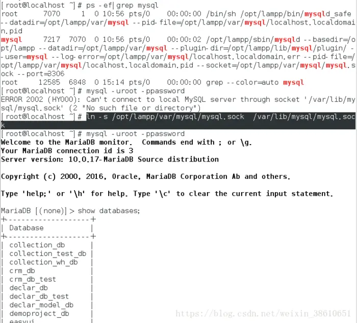 ERROR 2002 (HY000): Can't connect to local MySQL server through socket '/var/lib/mysql/mysql.sock'