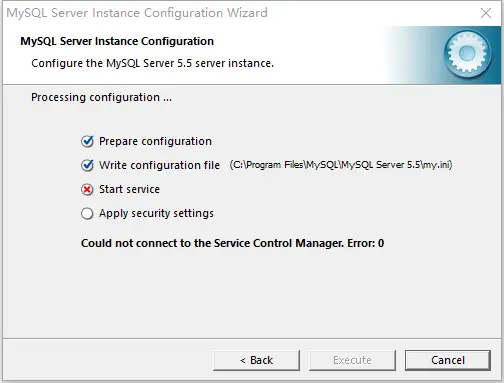 MySQL 安装报错 ： Could not connect to the Service Control Manager. ERROR:0