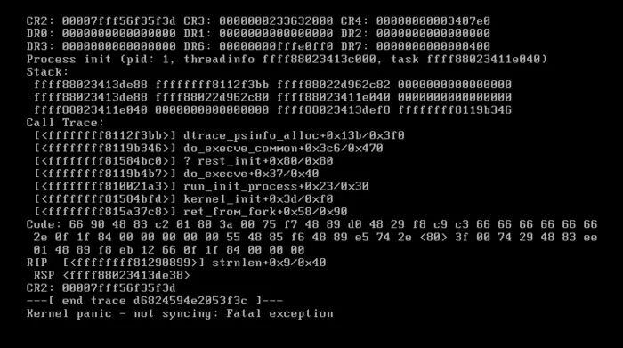 Err "Kernel panic - not syncing: Fatal exception"