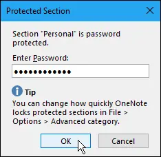 onenote隐藏分区_如何使用密码保护OneNote笔记本和分区