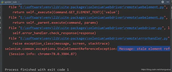 Message: stale element reference: element is not attached to the page document