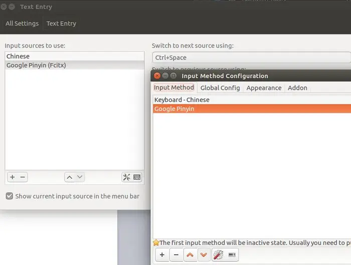 ubuntu16.04中安装谷歌拼音输入法