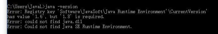 Error: Registry key 'Java Runtime Environment'\CurrentVersion' has value '1.6',but '1.8' is required