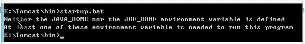 Tomcat Neither the JAVA_HOME nor the JRE_HOME environment variable is defined