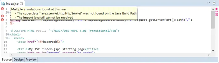 jsp页面报错: The superclass "javax.servlet.http.HttpServlet" was not found on the Java；