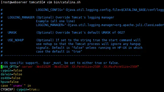 Linux下Tomcat指定JDK和设置内存大小