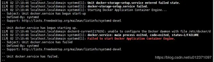centos7下docker启动失败--ob for docker.service failed because the control process exited with error code.