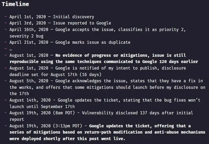 详情和 PoC 发布后，谷歌匆忙修复严重的 Gmail 漏洞