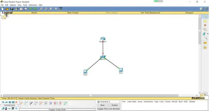 用Cisco Packet Tracer模拟创建简单的网络拓扑