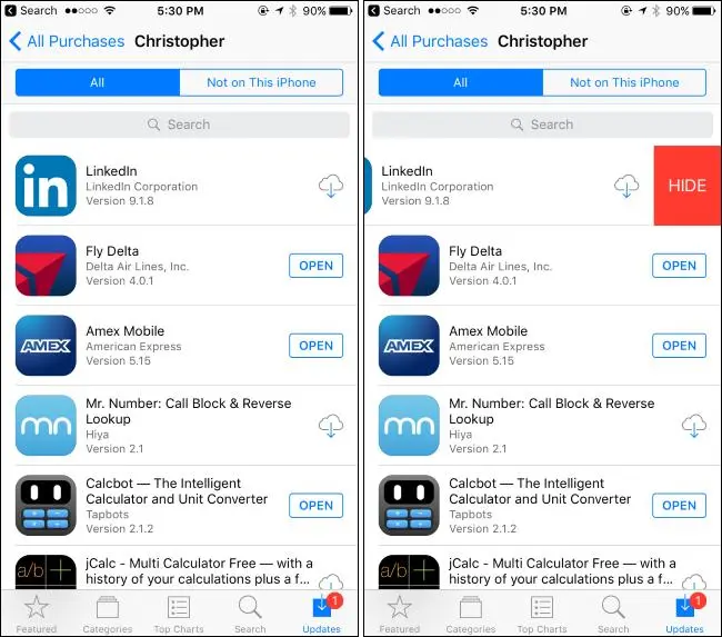 如何隐藏您在Apple App Store和Google Play上购买的应用程序