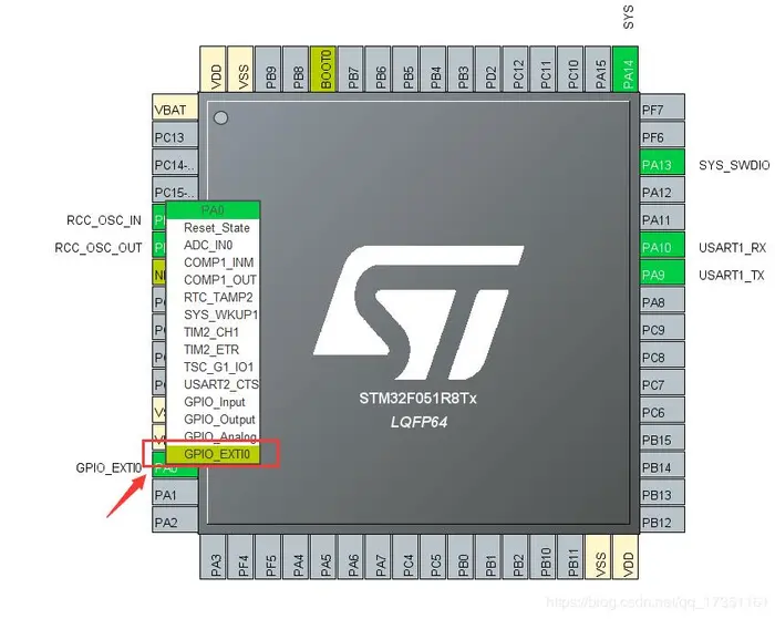 STM32F0x HAL库学习笔记（8）外部中断的配置