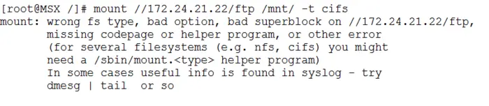 mount: wrong fs type, bad option, bad superblock on 125.64.41.244:/data/img