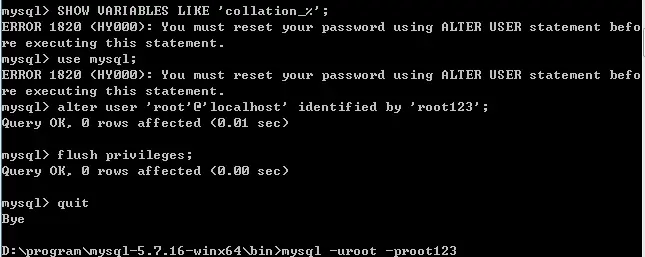 ERROR 1820 (HY000): You must reset your password using ALTER USER statement