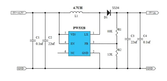 B628芯片电路图，B628升压IC的PCB布局