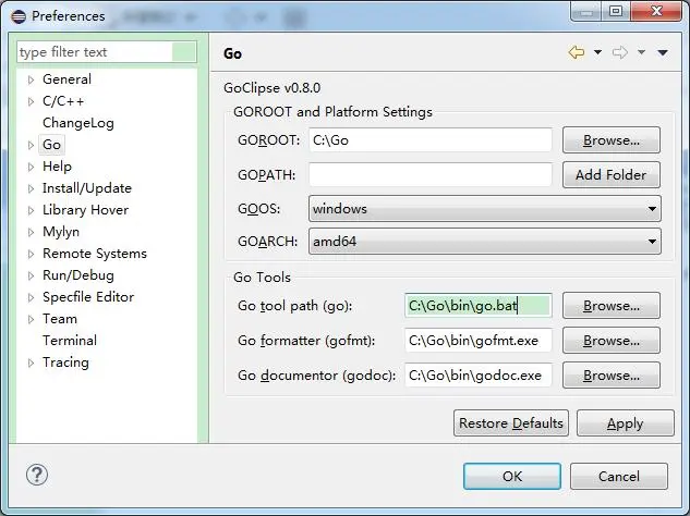 搭建Go开发及调试环境（LiteIDE + GoClipse） -- Windows篇
