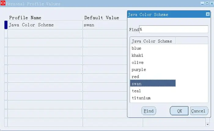 Using Profile:Java Color Scheme to set Forms Color