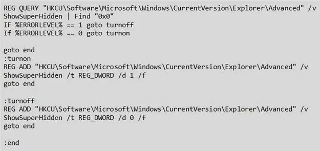 windows 切换命令行_如何使用命令行切换显示或隐藏Windows隐藏文件？