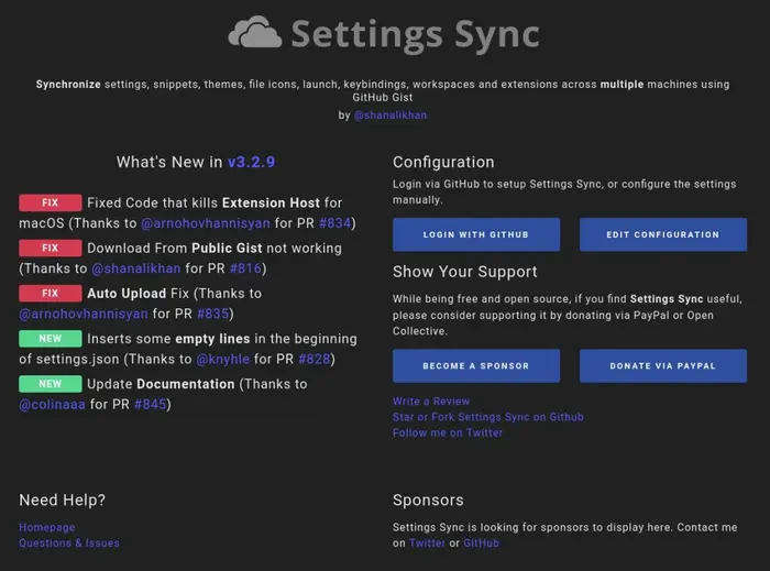 使用Settings Sync扩展同步VSCode配置