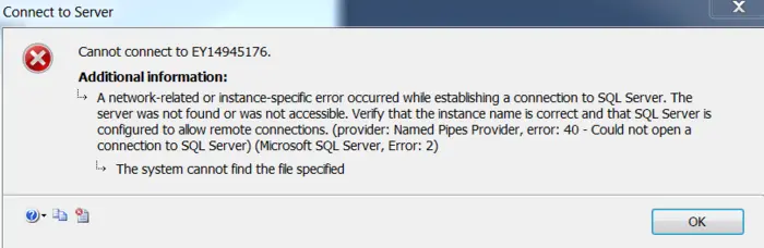 关于的解决SQL Server连接错误（Microsoft SQL Server,Error:2）