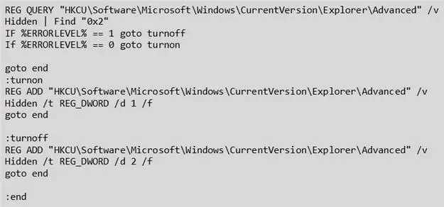 windows 切换命令行_如何使用命令行切换显示或隐藏Windows隐藏文件？