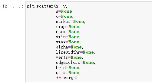 使用scatter函数绘制散点图时，所有参数的含义及设置